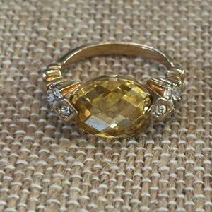Premier Designs Lemon Drop Ring Yellow Oval Glass Stone Edwardian Size 5